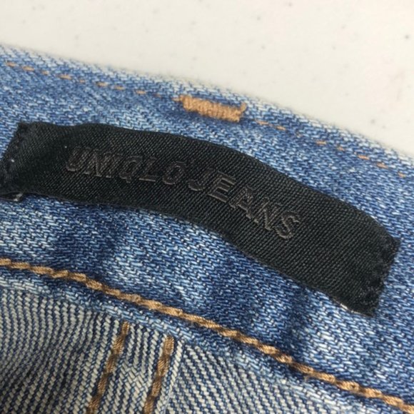 PREMIUM MENS UNIQLO DISTRESS STRAIGHT JEANS 33x32 😎 - Picture 2 of 9